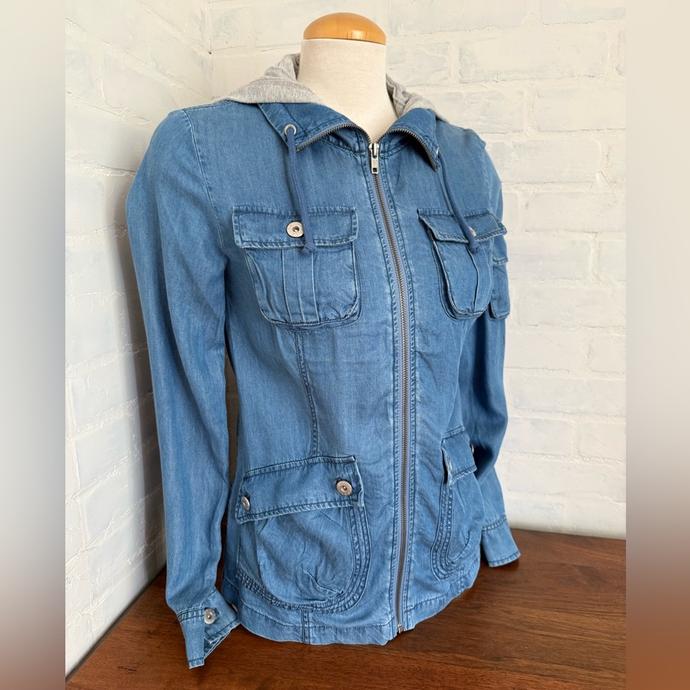 BB Dakota Light Blue Hooded Jean Jacket